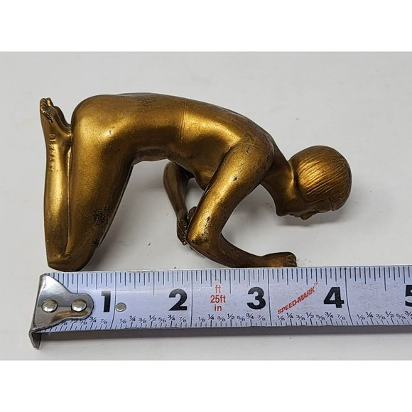 2 Vintage Bronze/Brass Nude Woman Kneeling Reaching Out Holding‎ Tray/Plate - Picture 12 of 14